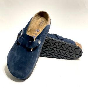Birkenstock Boston Night Navy Suede Clogs Unisex Size 38- 7W / 5M